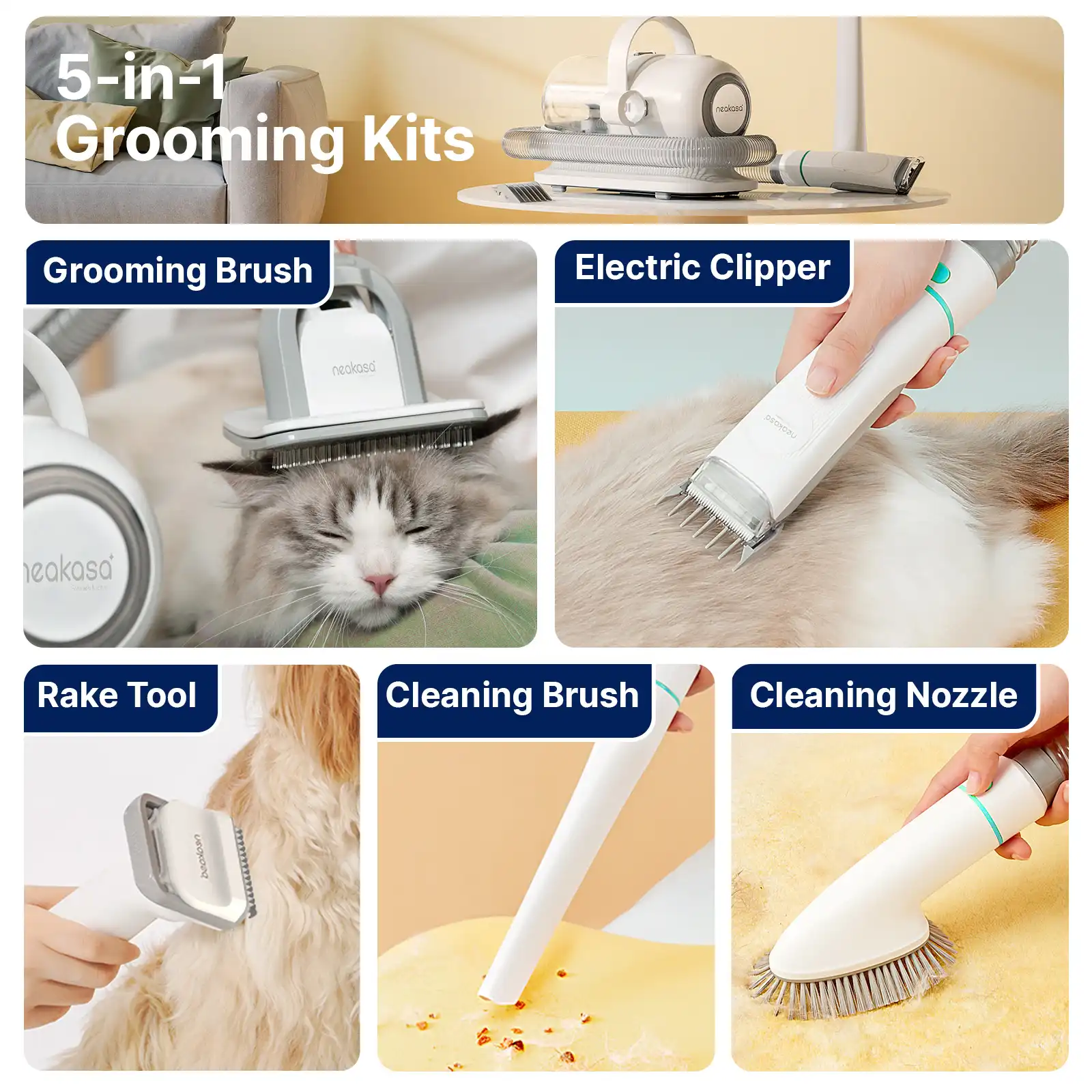 Neakasa P1 Pro 5-in-1 Pet Grooming Vacuum Kit - Image 3